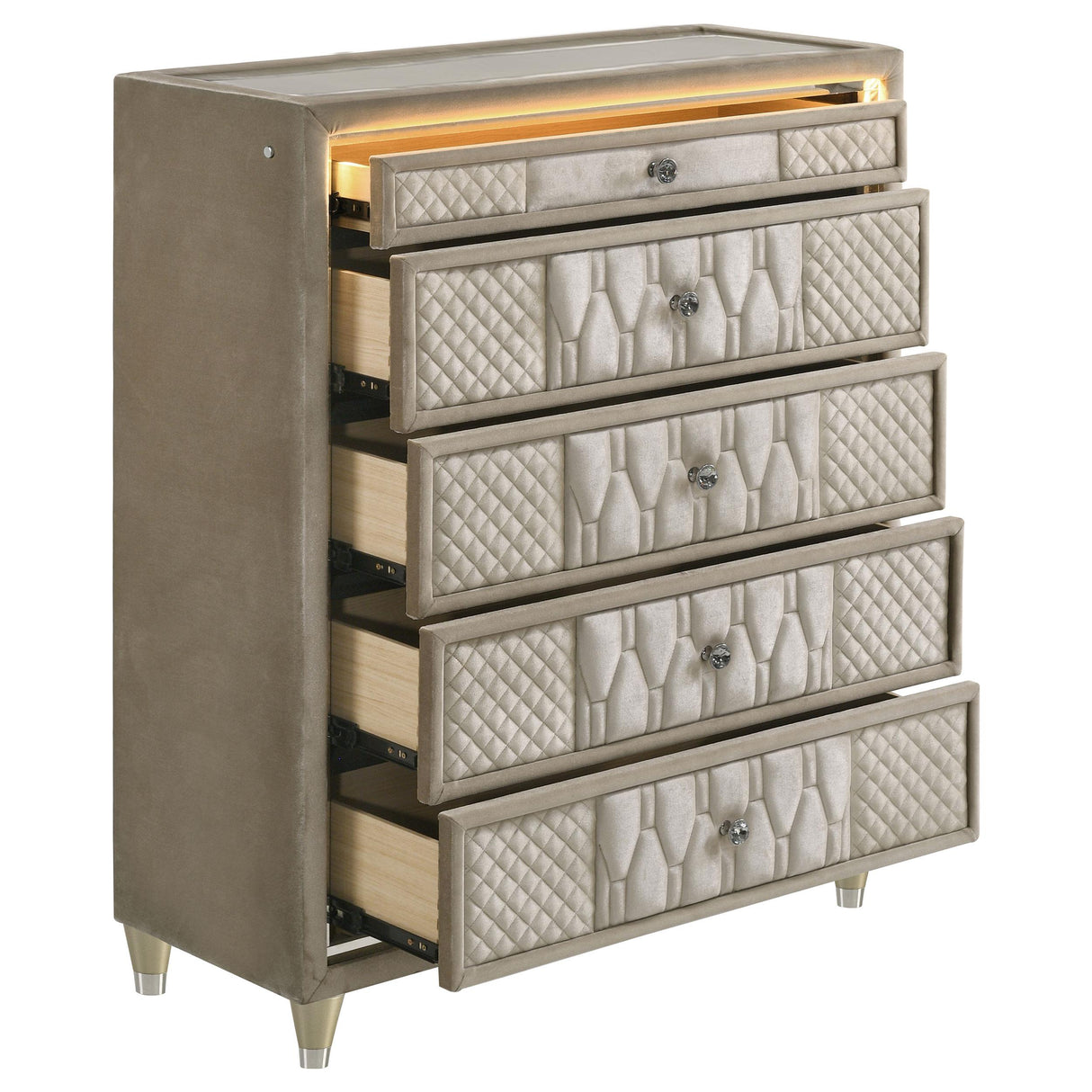 Coaster Furniture Lorient 222665 5-drawer LED Chest - Ivory/Camel IMAGE 8