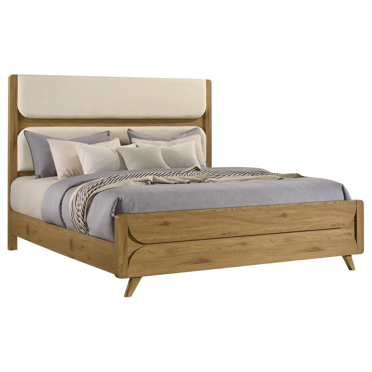 Coaster Furniture Bennett 222901KE 78-inch Eastern King Upholstered Panel Bed - Cream/Light Oak IMAGE 5