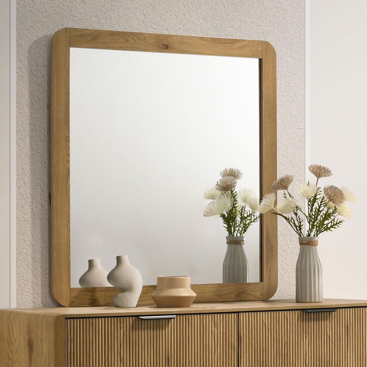 Coaster Furniture Bennett 222904 Bedroom Dresser Mirror - Light Oak IMAGE 4