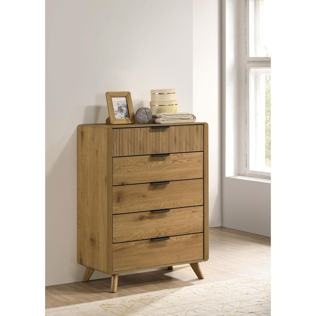 Coaster Furniture Bennett 222905 5-drawer Bedroom Chest - Light Oak IMAGE 2