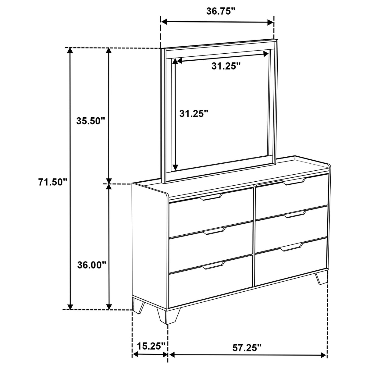 Coaster Furniture Henderson 222973M 6-drawer Bedroom Dresser with Mirror - Medium Oak IMAGE 12