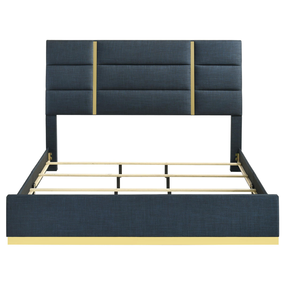 Coaster Furniture Ines 223091NVYKE 56-inch Fabric Upholstered Eastern King Panel Bed - Navy IMAGE 2