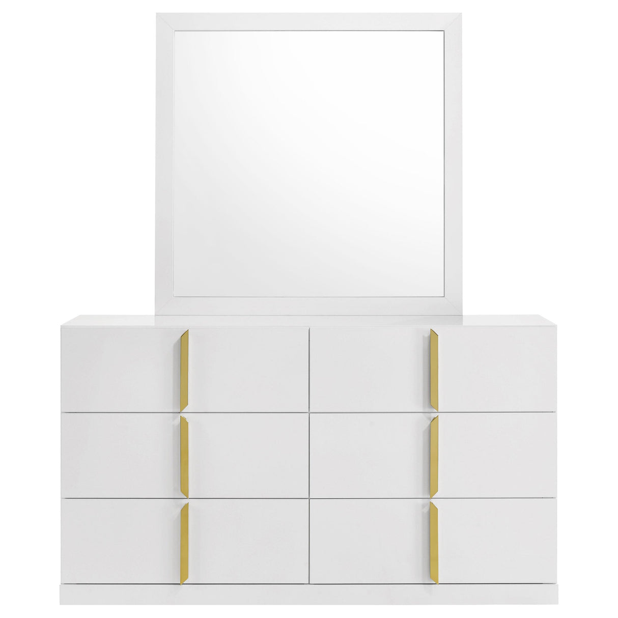 Coaster Furniture Ines 223093M 6-drawer Bedroom Dresser with Mirror - White High Gloss IMAGE 7