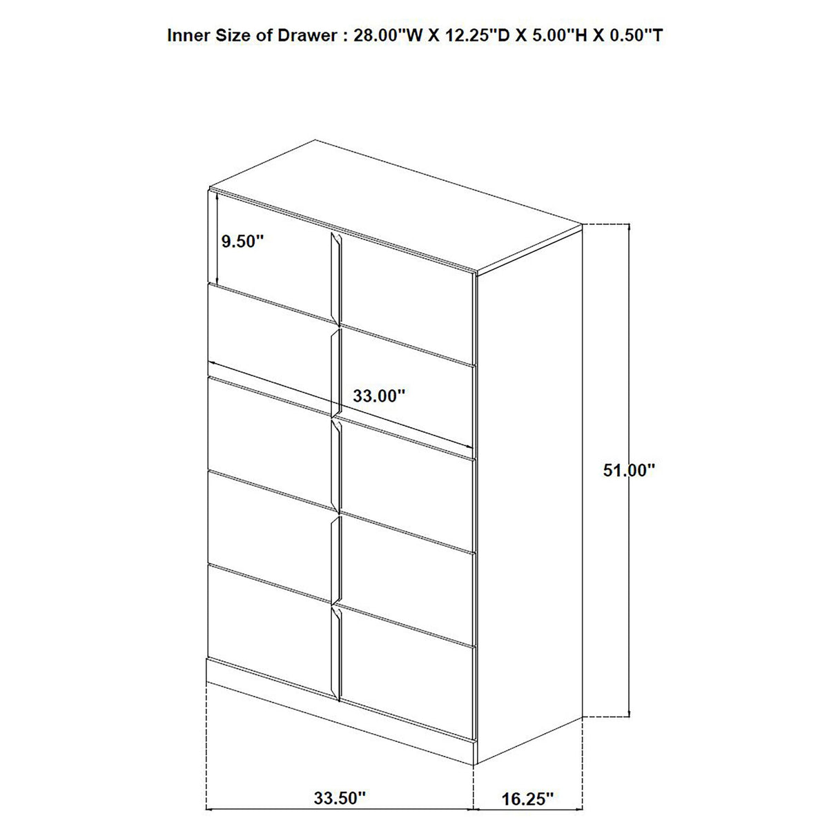 Coaster Furniture Ines 223095 5-drawer Bedroom Chest - White High Gloss IMAGE 10