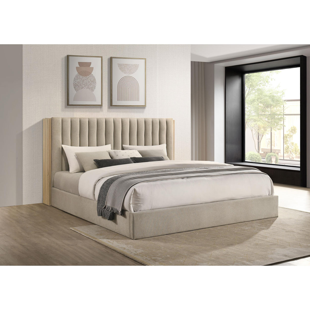 Coaster Furniture Arielle 223111KE Eastern King Bookcase Panel Storage Bed - Light Oak IMAGE 3