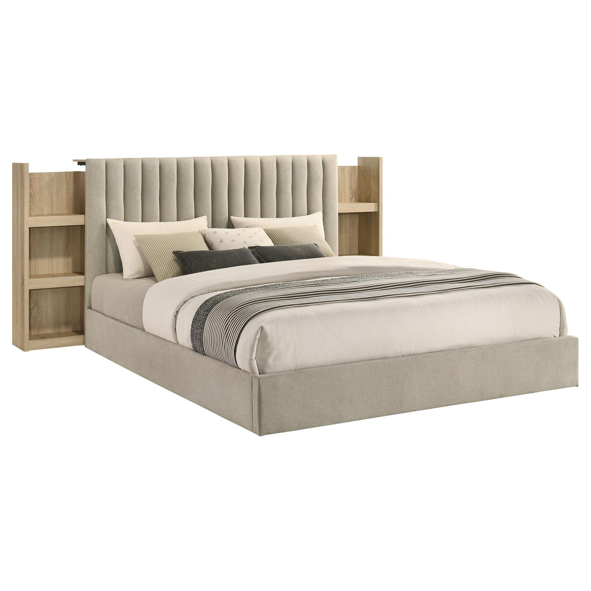 Coaster Furniture Arielle 223111KE Eastern King Bookcase Panel Storage Bed - Light Oak IMAGE 9