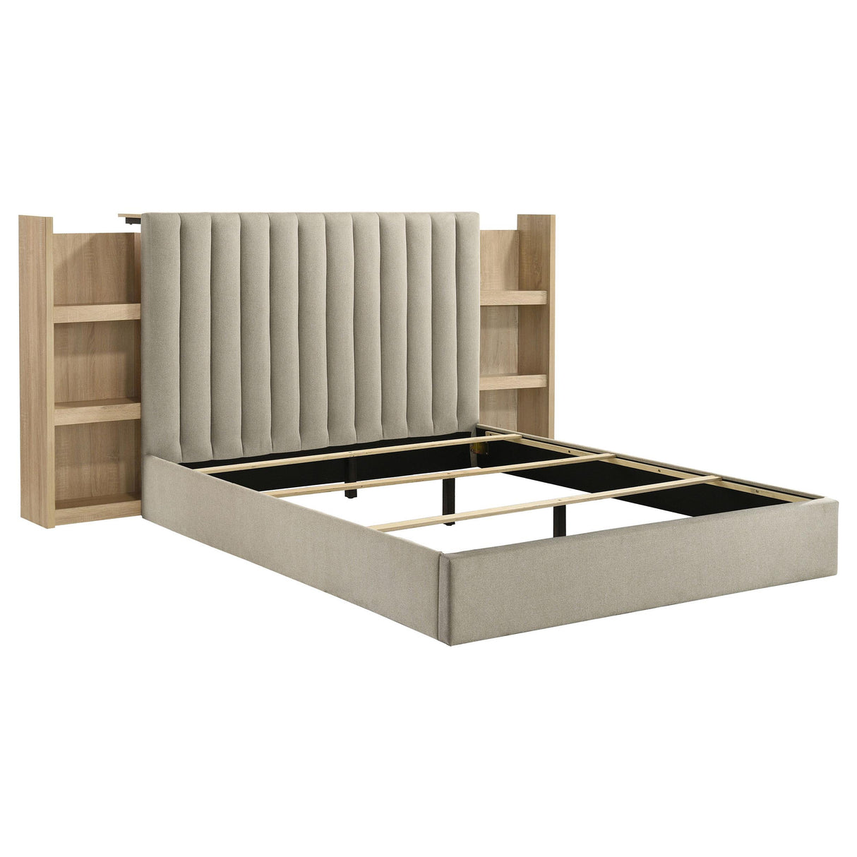 Coaster Furniture Arielle 223111Q Queen Bookcase Panel Storage Bed - Light Oak IMAGE 1