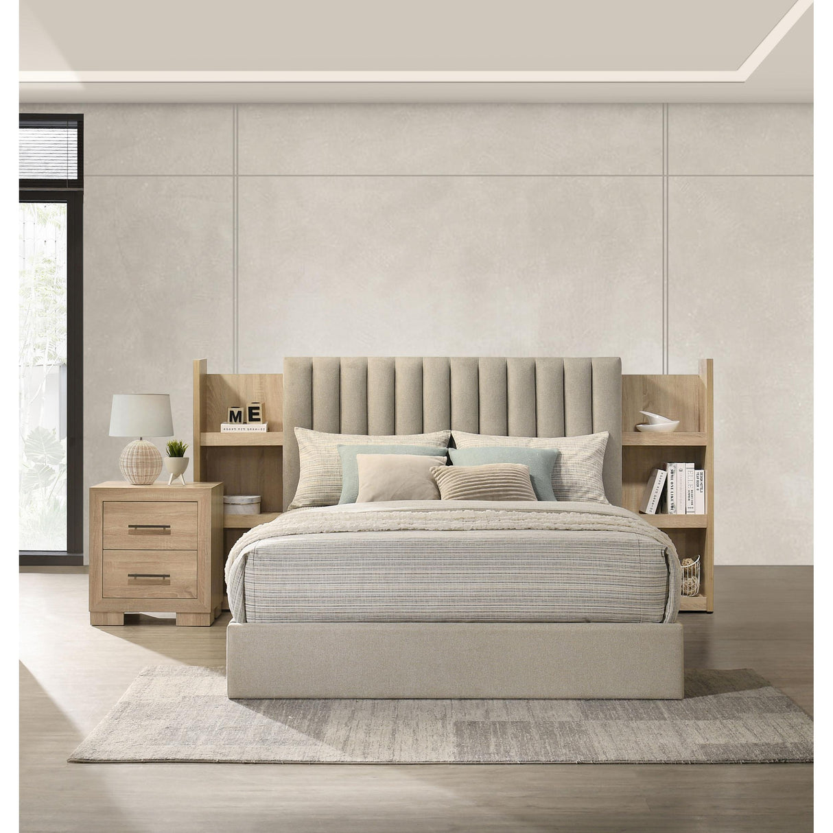 Coaster Furniture Arielle 223111Q Queen Bookcase Panel Storage Bed - Light Oak IMAGE 16