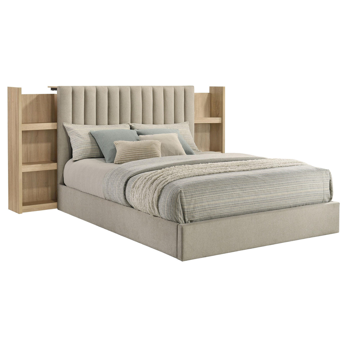 Coaster Furniture Arielle 223111Q Queen Bookcase Panel Storage Bed - Light Oak IMAGE 5