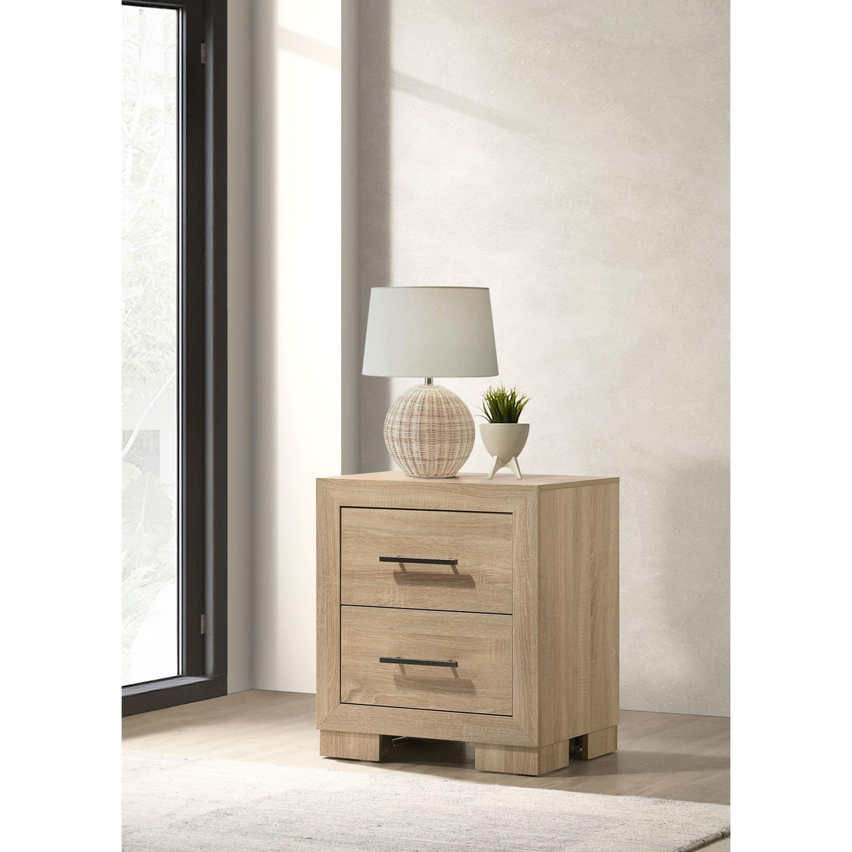 Coaster Furniture Arielle 223112 2-drawer Bedroom Nightstand with Casters - Light Oak IMAGE 4