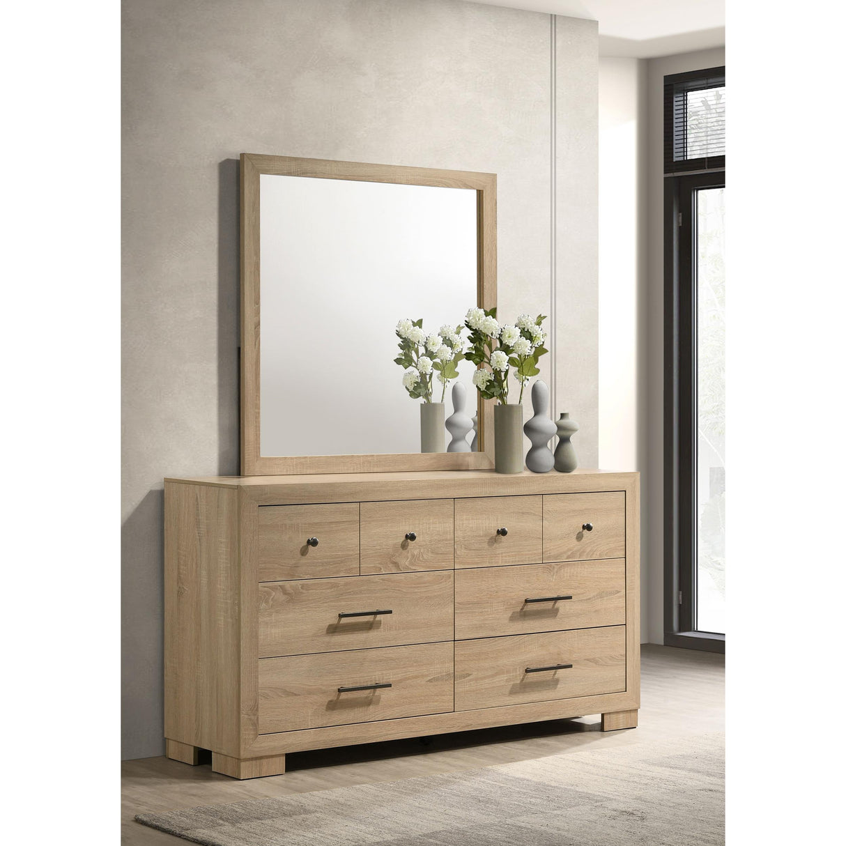 Coaster Furniture Arielle 223113M 6-drawer Bedroom Dresser with Mirror - Light Oak IMAGE 4