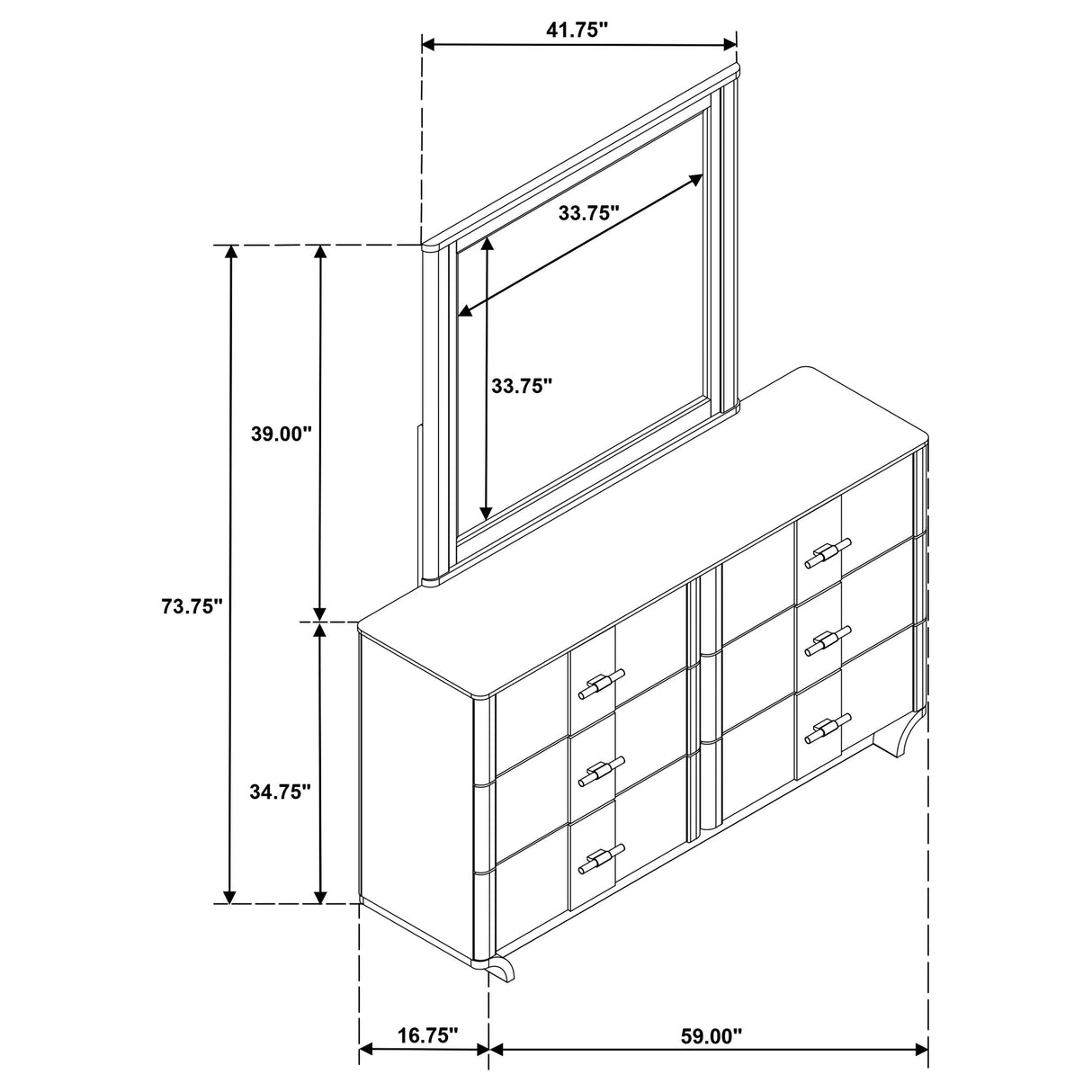 Coaster Furniture Leanne 223133M 6-drawer Sinter Stone Top Dresser and Mirror - Light Oak IMAGE 13