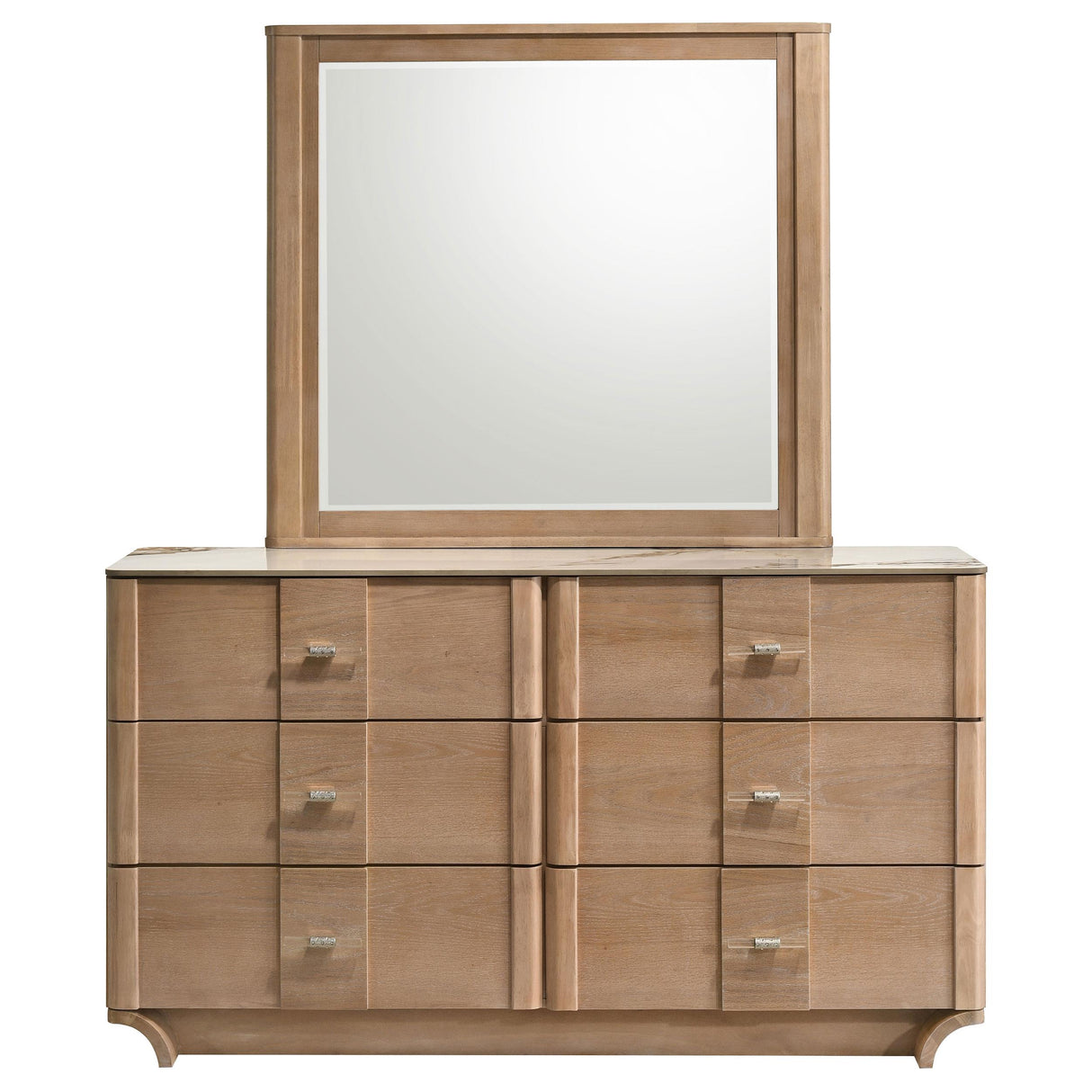 Coaster Furniture Leanne 223133M 6-drawer Sinter Stone Top Dresser and Mirror - Light Oak IMAGE 8