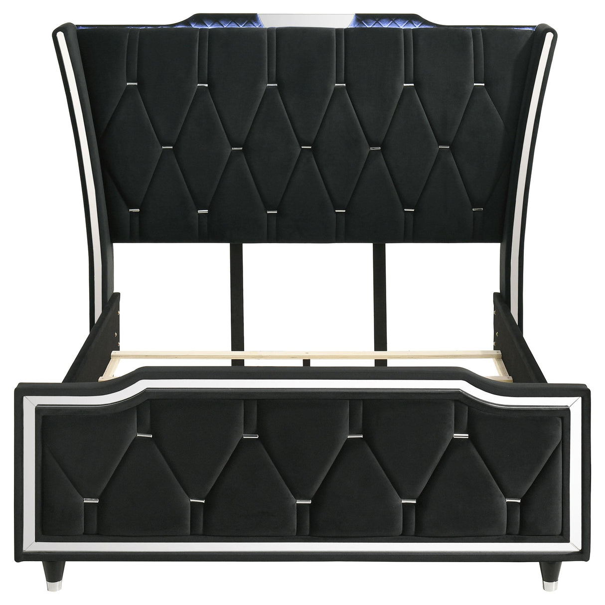 Coaster Furniture Lorient 223161Q Queen LED Upholstered Wingback Bed - Black IMAGE 3
