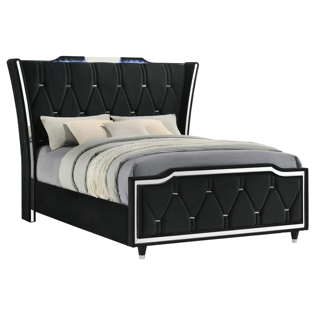 Coaster Furniture Lorient 223161Q Queen LED Upholstered Wingback Bed - Black IMAGE 9