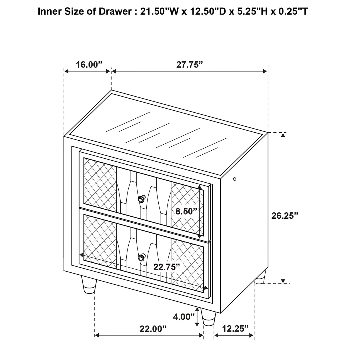 Coaster Furniture Lorient 223162 2-drawer LED Nightstand with USB - Black IMAGE 12