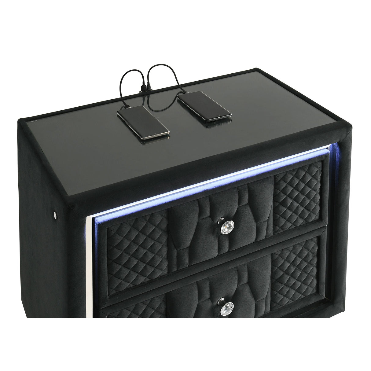 Coaster Furniture Lorient 223162 2-drawer LED Nightstand with USB - Black IMAGE 3