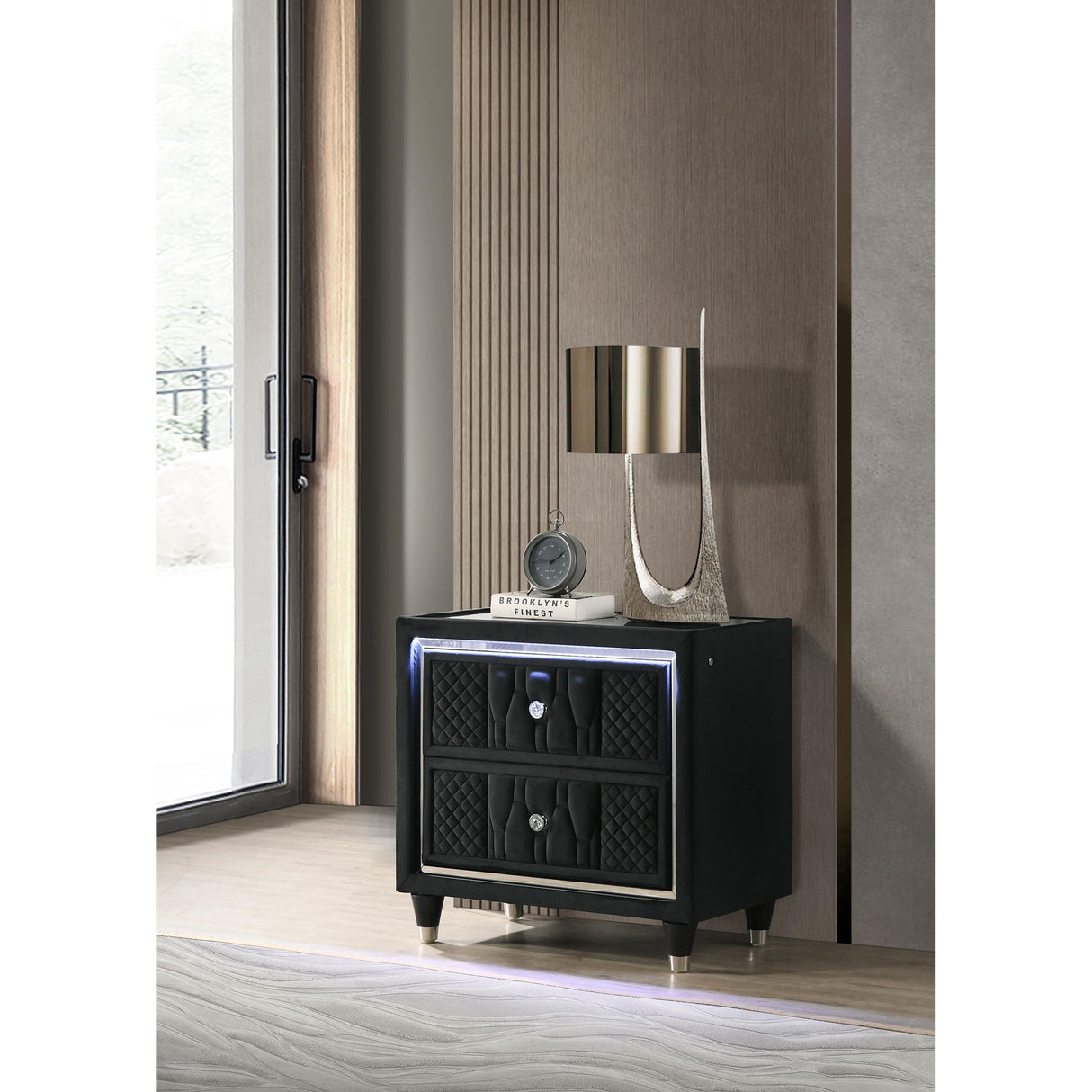 Coaster Furniture Lorient 223162 2-drawer LED Nightstand with USB - Black IMAGE 5