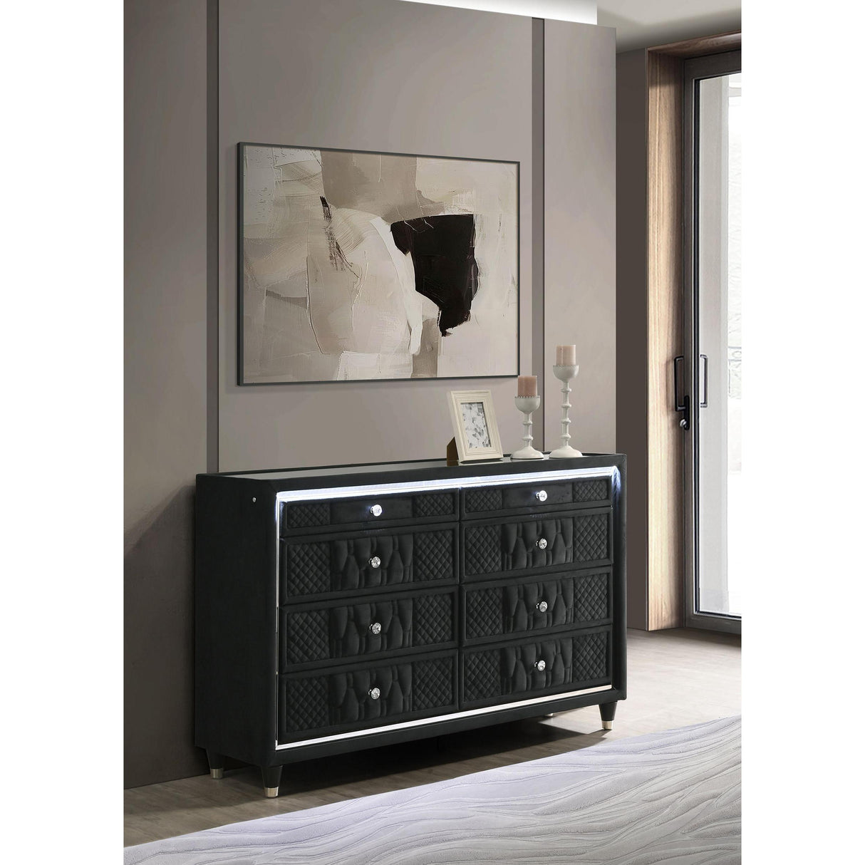 Coaster Furniture Lorient 223163 8-drawer LED Bedroom Dresser Cabinet - Black IMAGE 2