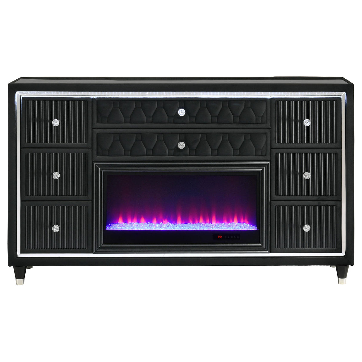 Coaster Furniture Lorient 223163FB 8-drawer LED Bedroom Flame Box Dresser - Black IMAGE 9