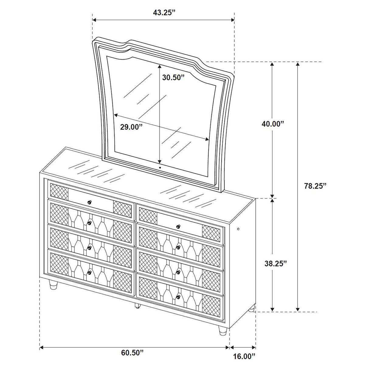 Coaster Furniture Lorient 223163M 8-drawer LED Dresser with Mirror - Black IMAGE 13