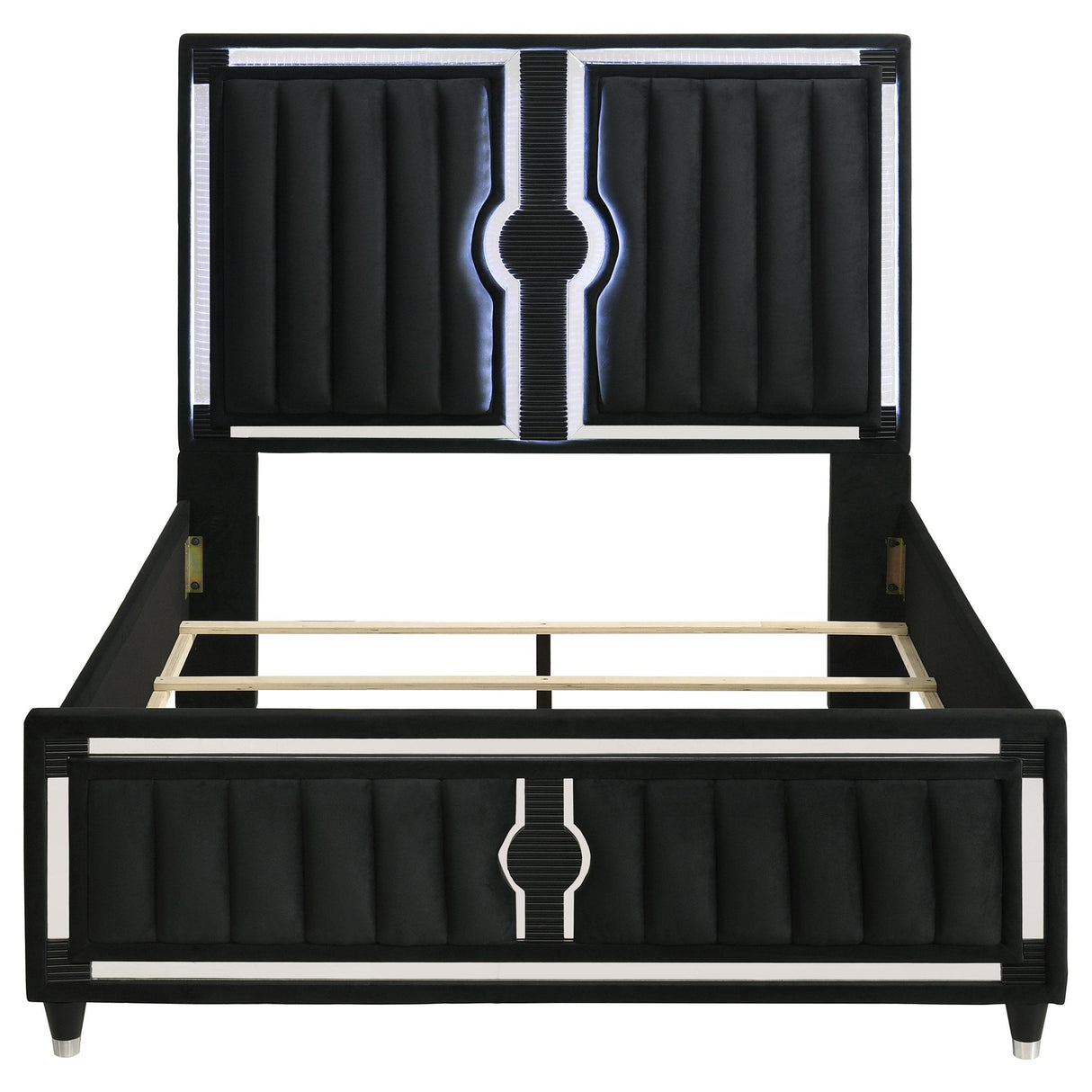 Coaster Furniture Ravenne 223191Q Velvet Upholstered Queen LED Panel Bed - Black IMAGE 3