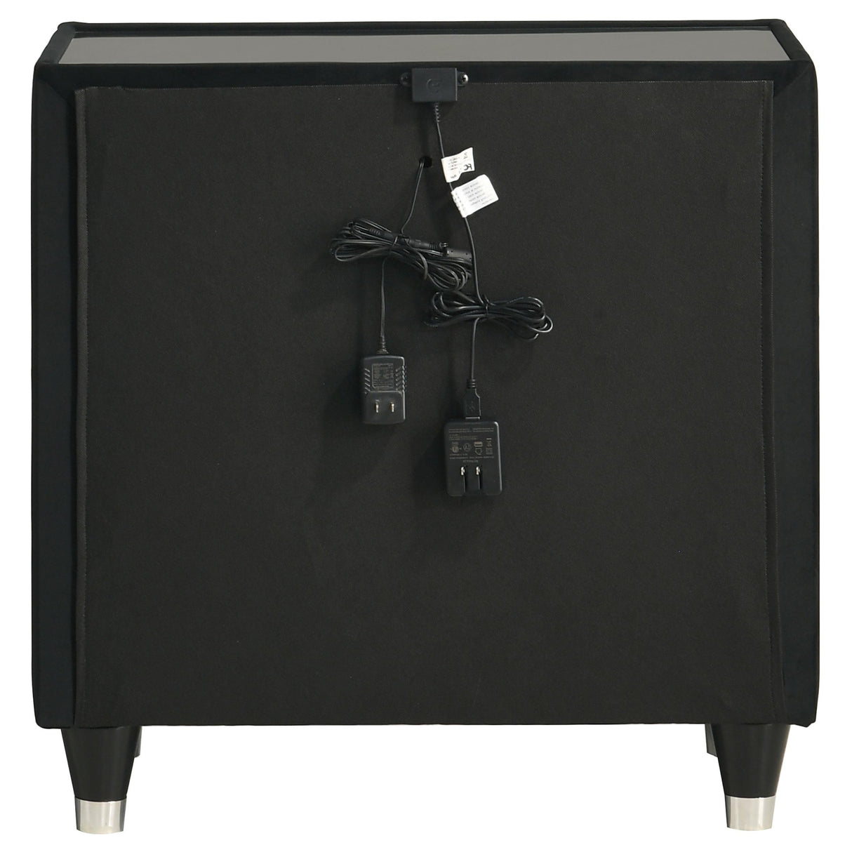 Coaster Furniture Ravenne 223192 2-drawer Velvet Upholstered LED Nightstand with USB - Black IMAGE 5