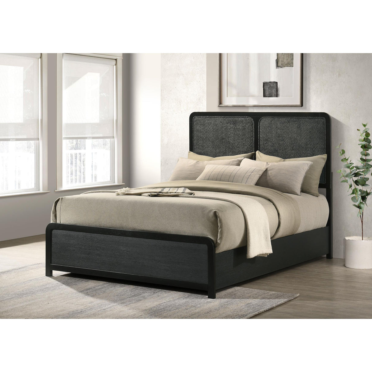 Coaster Furniture Cavelle 223661F 51-inch Upholstered Full Panel Bed - Black IMAGE 2
