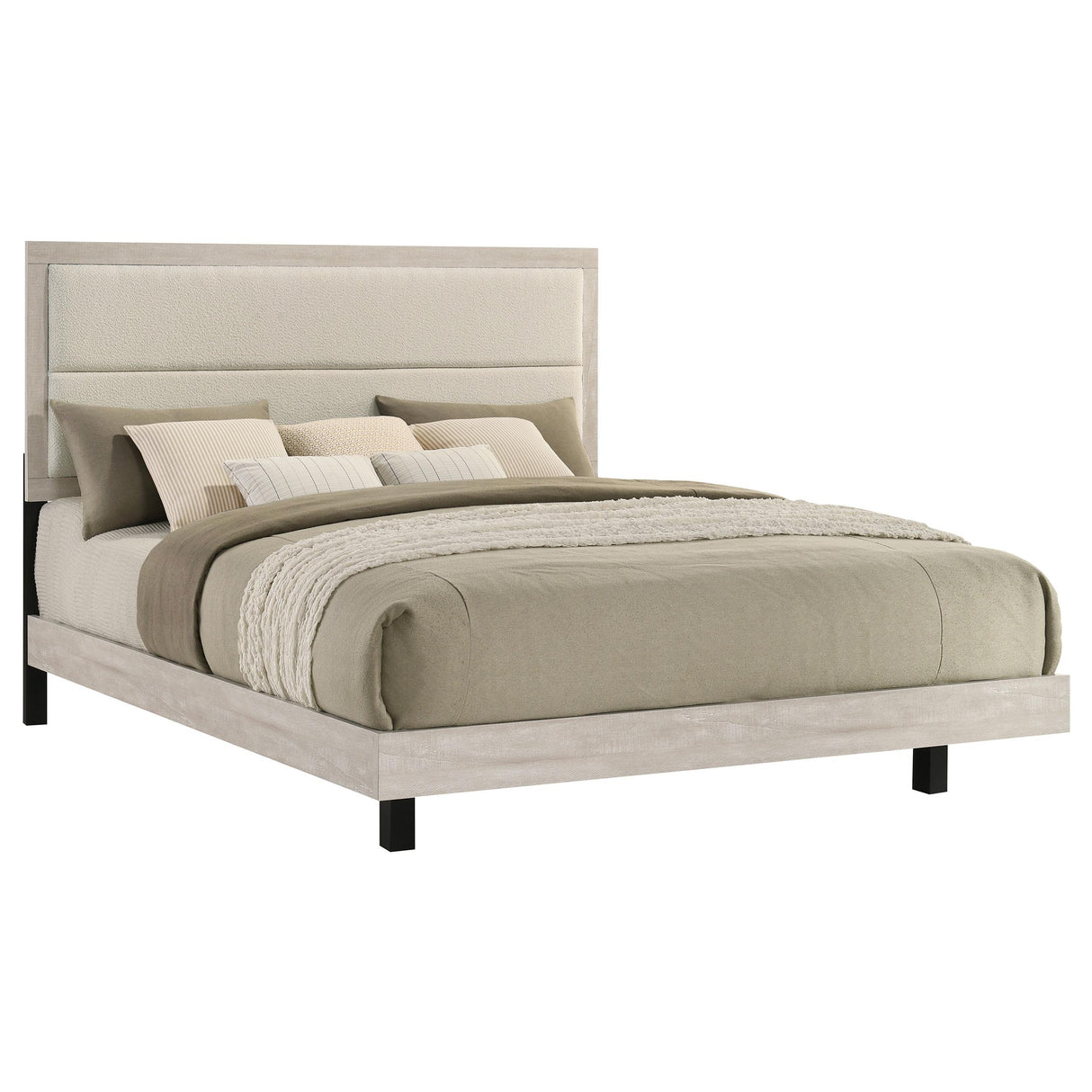 Coaster Furniture Trenton 225061KE 54-inch Wood Eastern King Panel Bed - Rustic Cream IMAGE 1