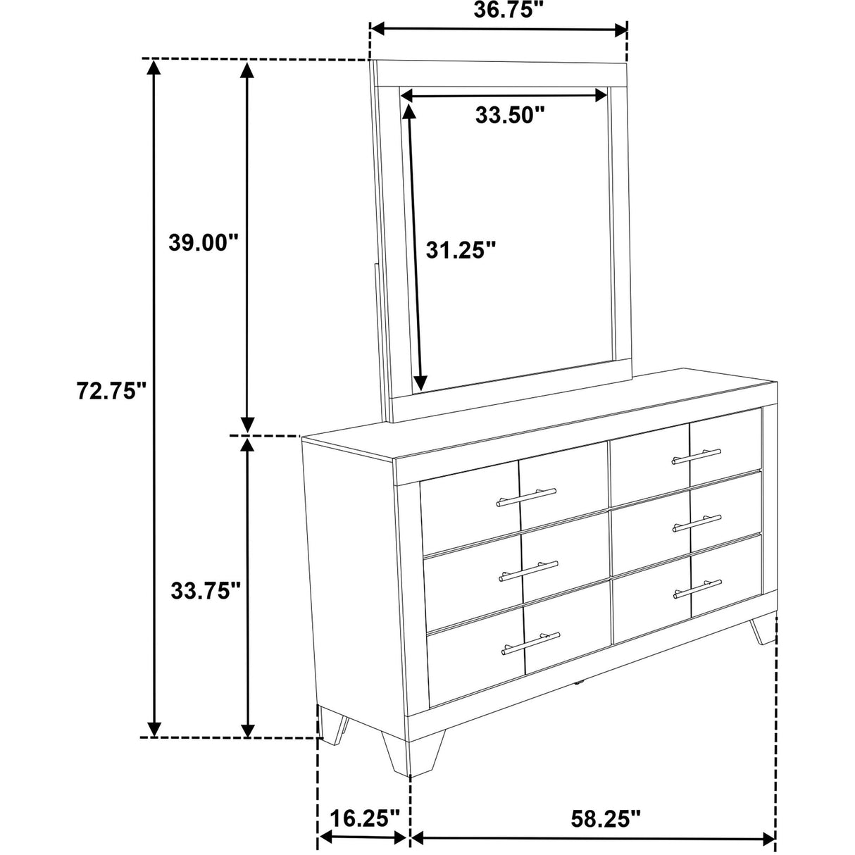 Coaster Furniture Trenton 225063M 6-drawer Bedroom Dresser With Mirror - Rustic Cream IMAGE 13