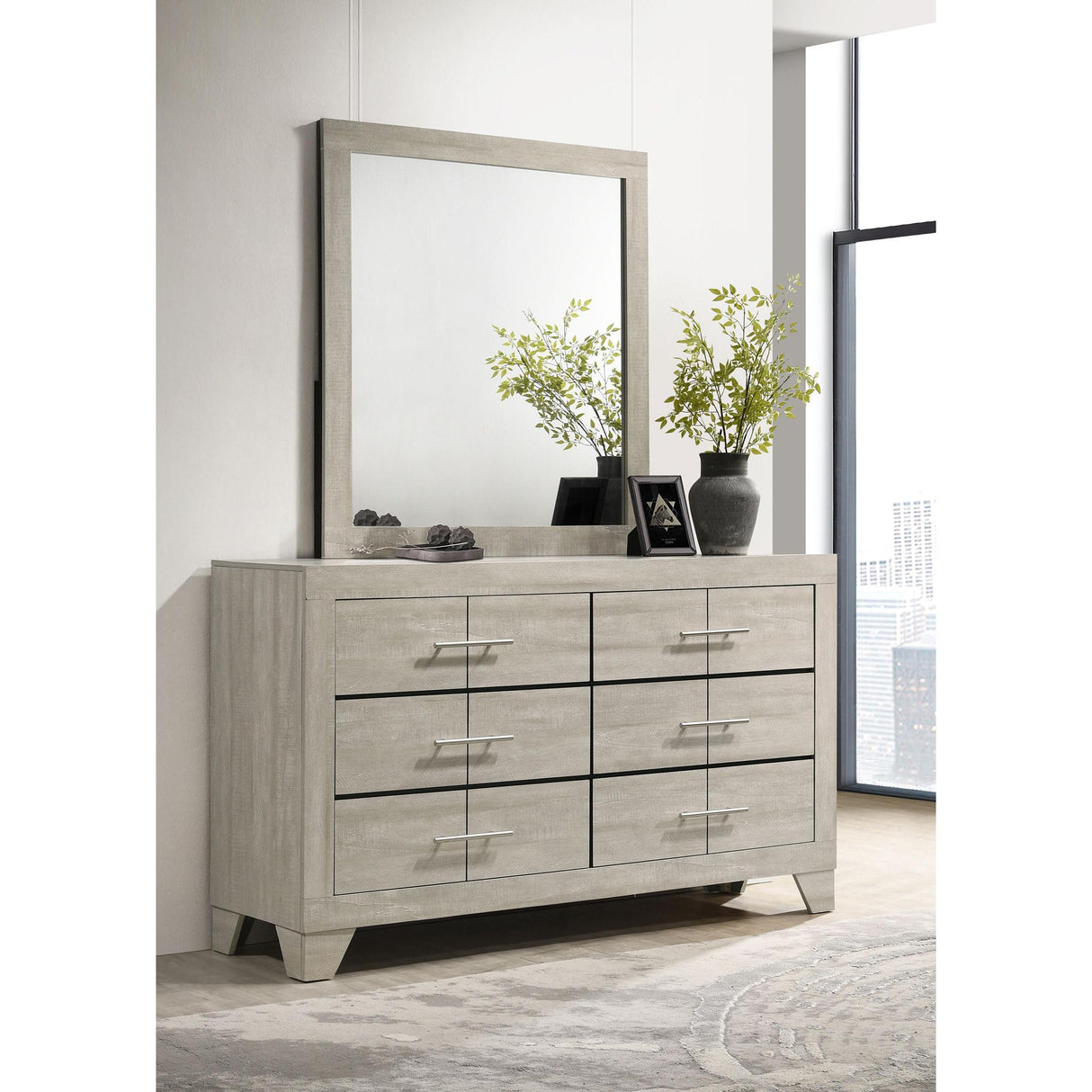 Coaster Furniture Trenton 225063M 6-drawer Bedroom Dresser With Mirror - Rustic Cream IMAGE 2