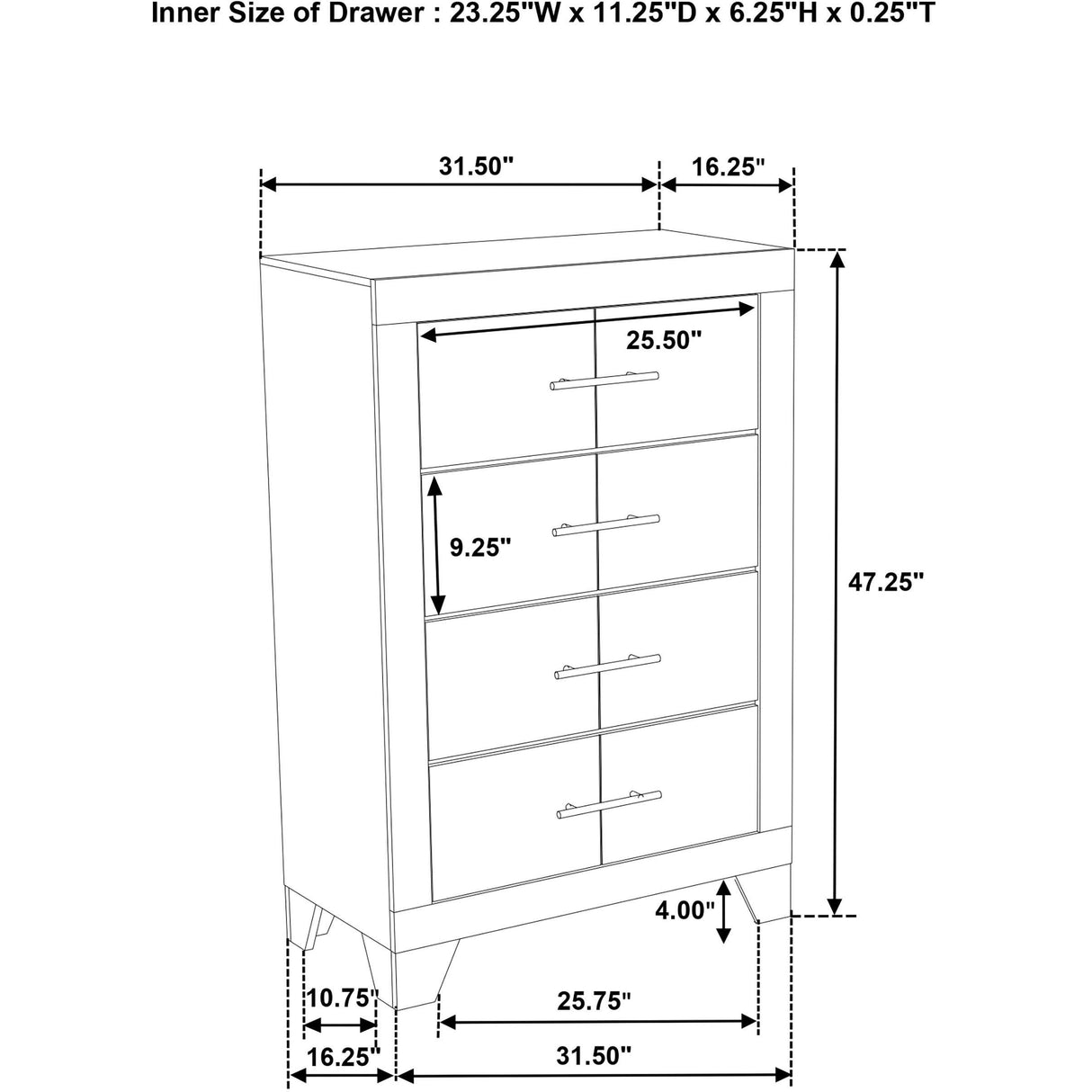 Coaster Furniture Trenton 225065 4-drawer Bedroom Chest - Rustic Cream IMAGE 13