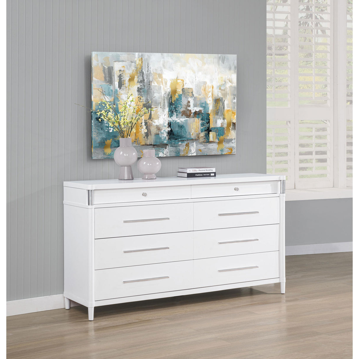Coaster Furniture Gracemont 225073 8-drawer Bedroom Dresser Cabinet - White IMAGE 5