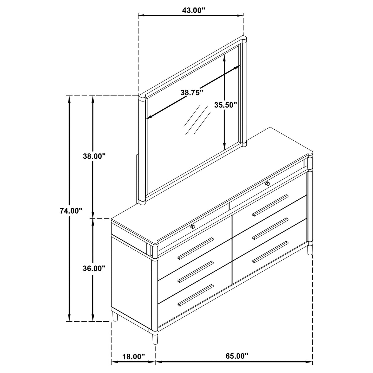 Coaster Furniture Gracemont 225073M 8-drawer Bedroom Dresser with Mirror - White IMAGE 8