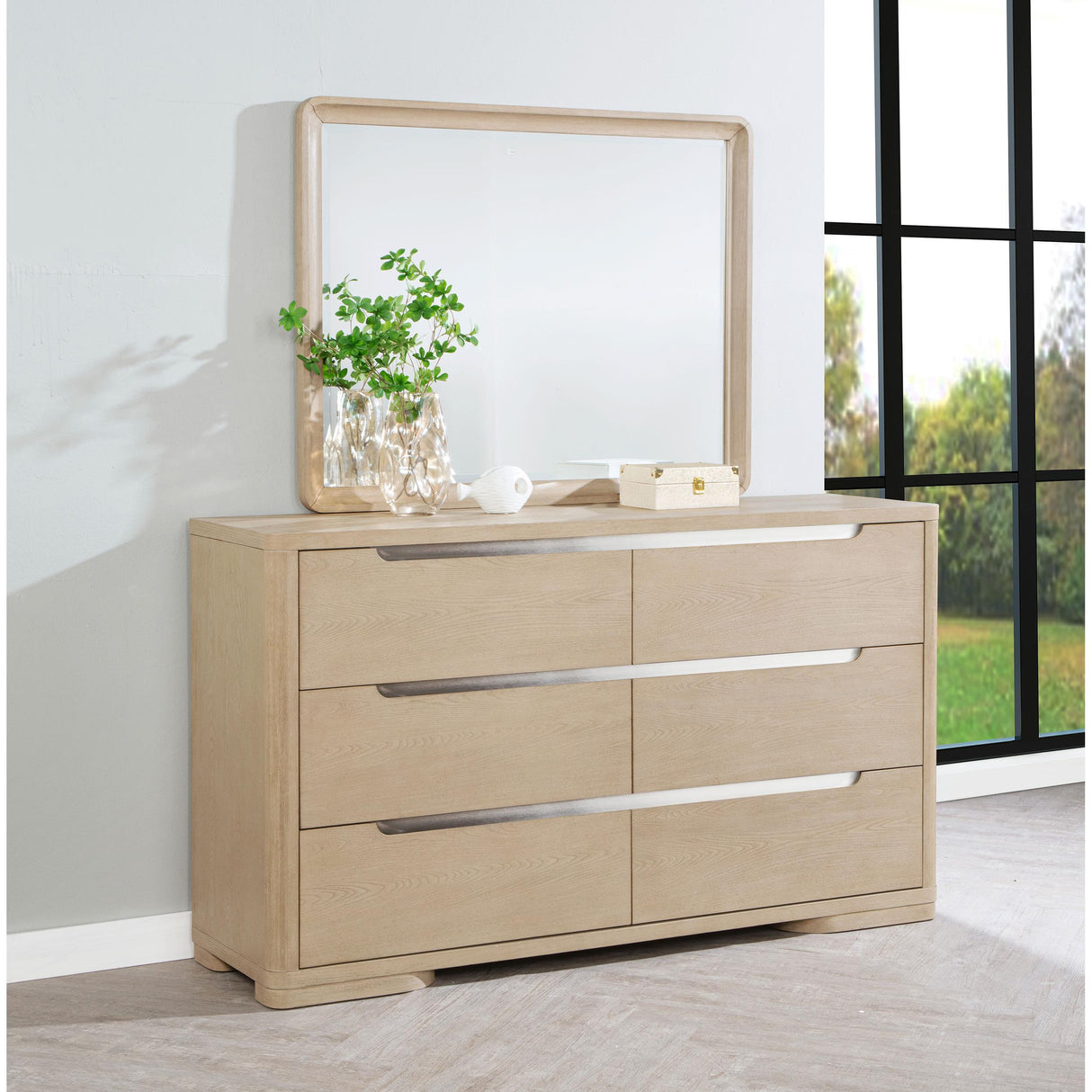 Coaster Furniture Ladera 225083M 6-drawer Bedroom Dresser and Mirror - Light Elm IMAGE 2