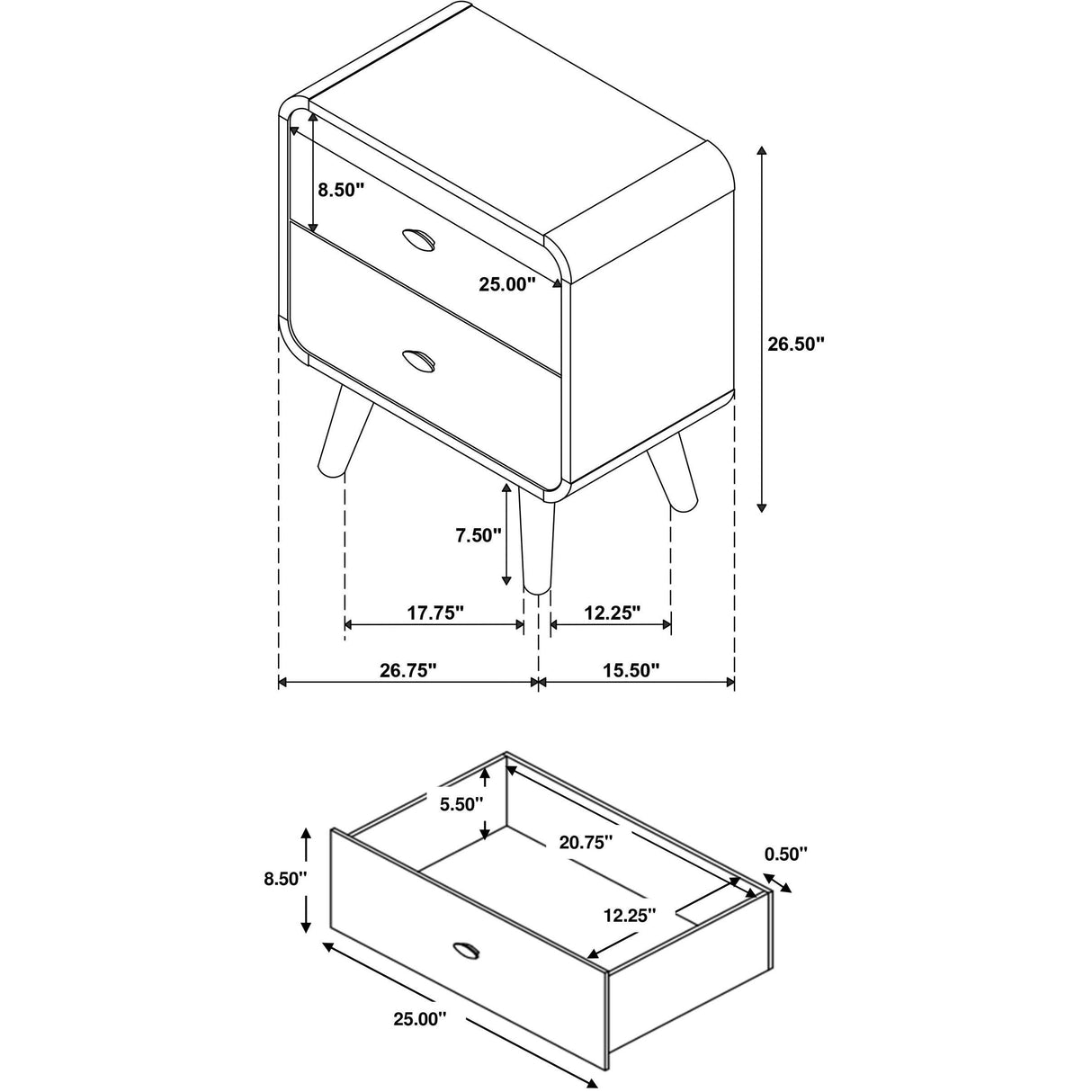 Coaster Furniture Robyn 225092 2-drawer Nightstand Bedside Table - Light Ash IMAGE 13