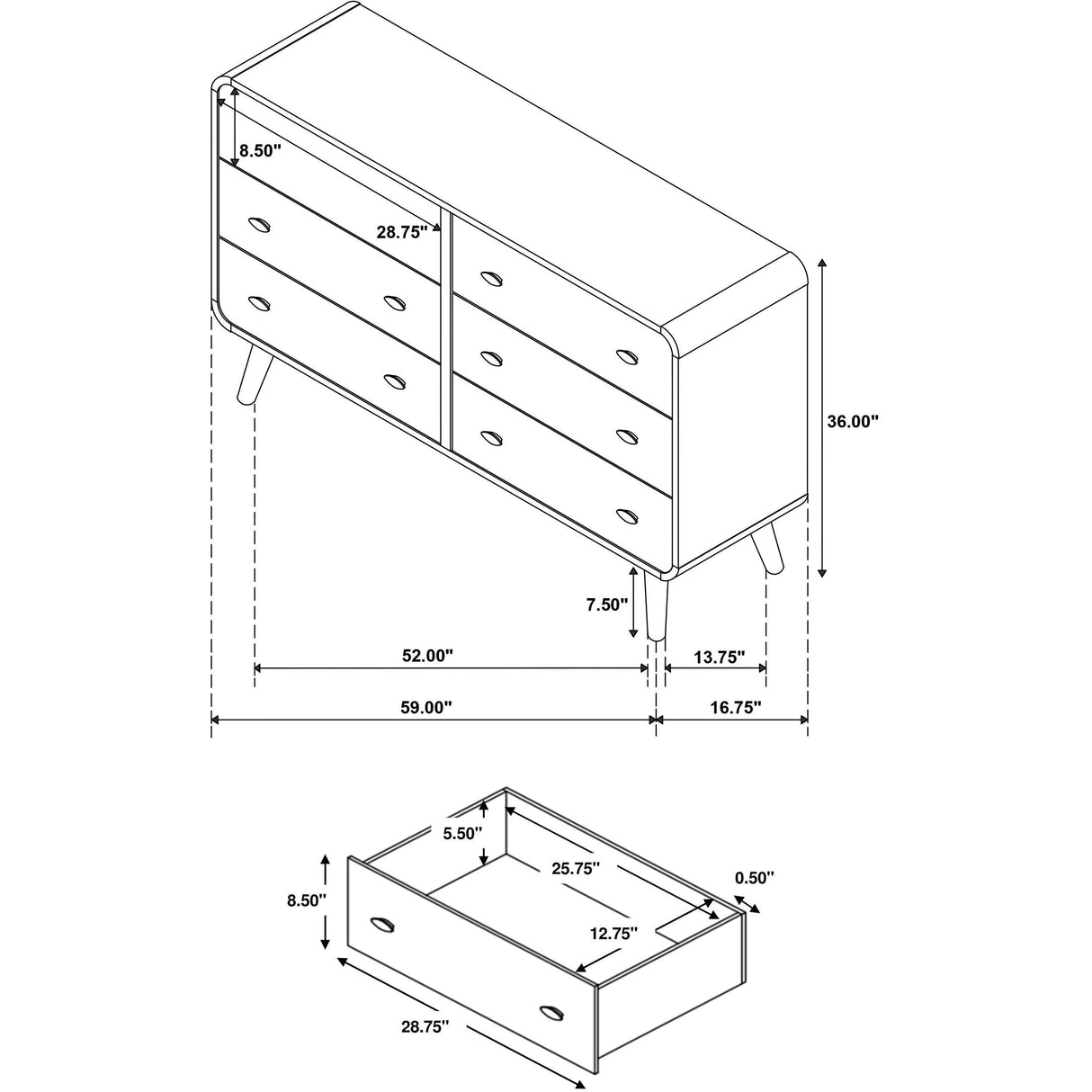 Coaster Furniture Robyn 225093 6-drawer Bedroom Dresser - Light Ash IMAGE 13