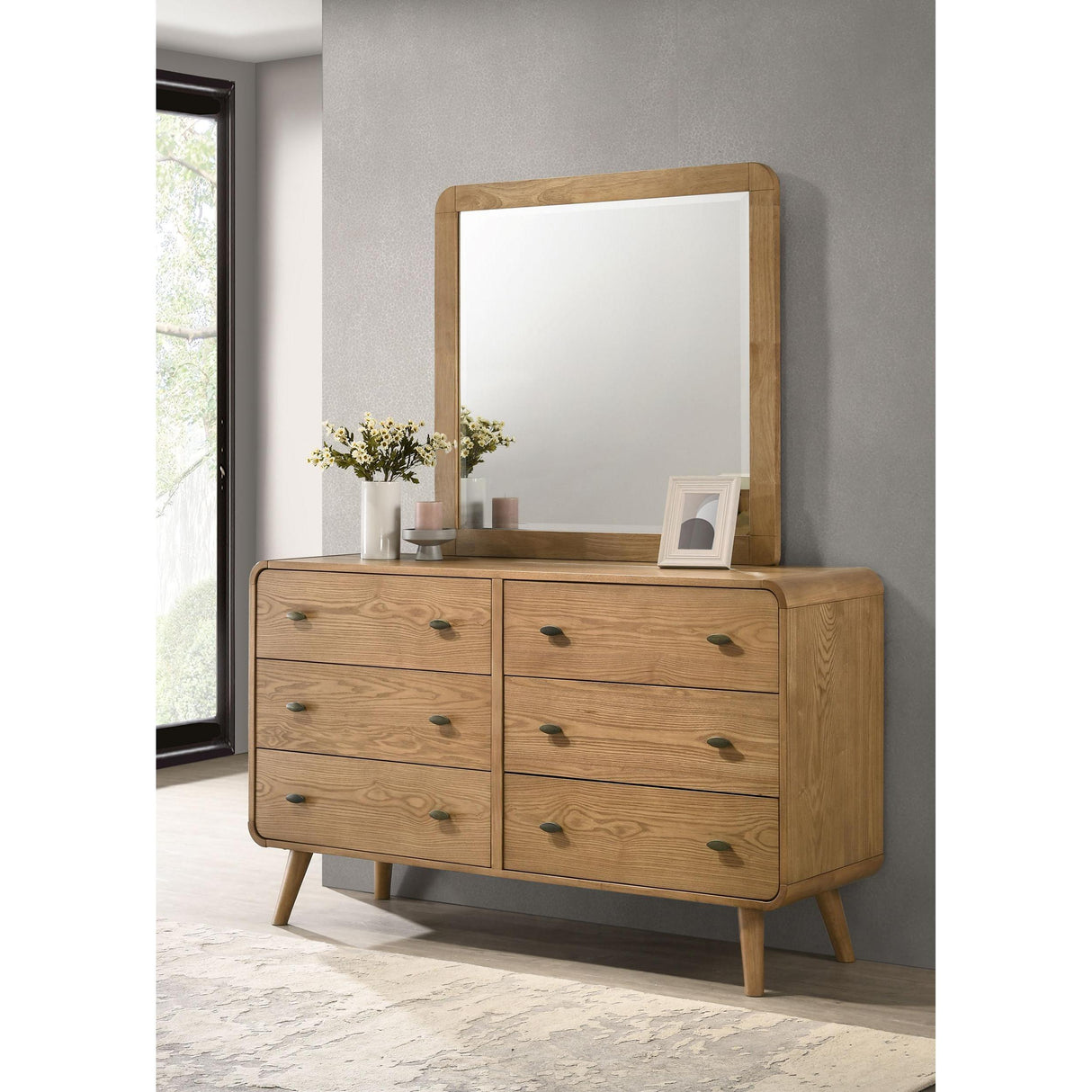 Coaster Furniture Robyn 225093M 6-drawer Bedroom Dresser and Mirror - Light Ash IMAGE 2