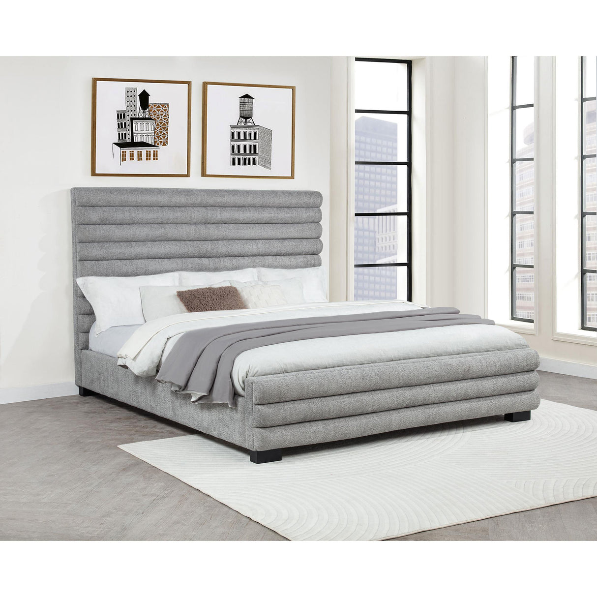 Coaster Furniture Patricia 300719KW 58-inch Boucle Upholstered California King Bed - Grey IMAGE 2