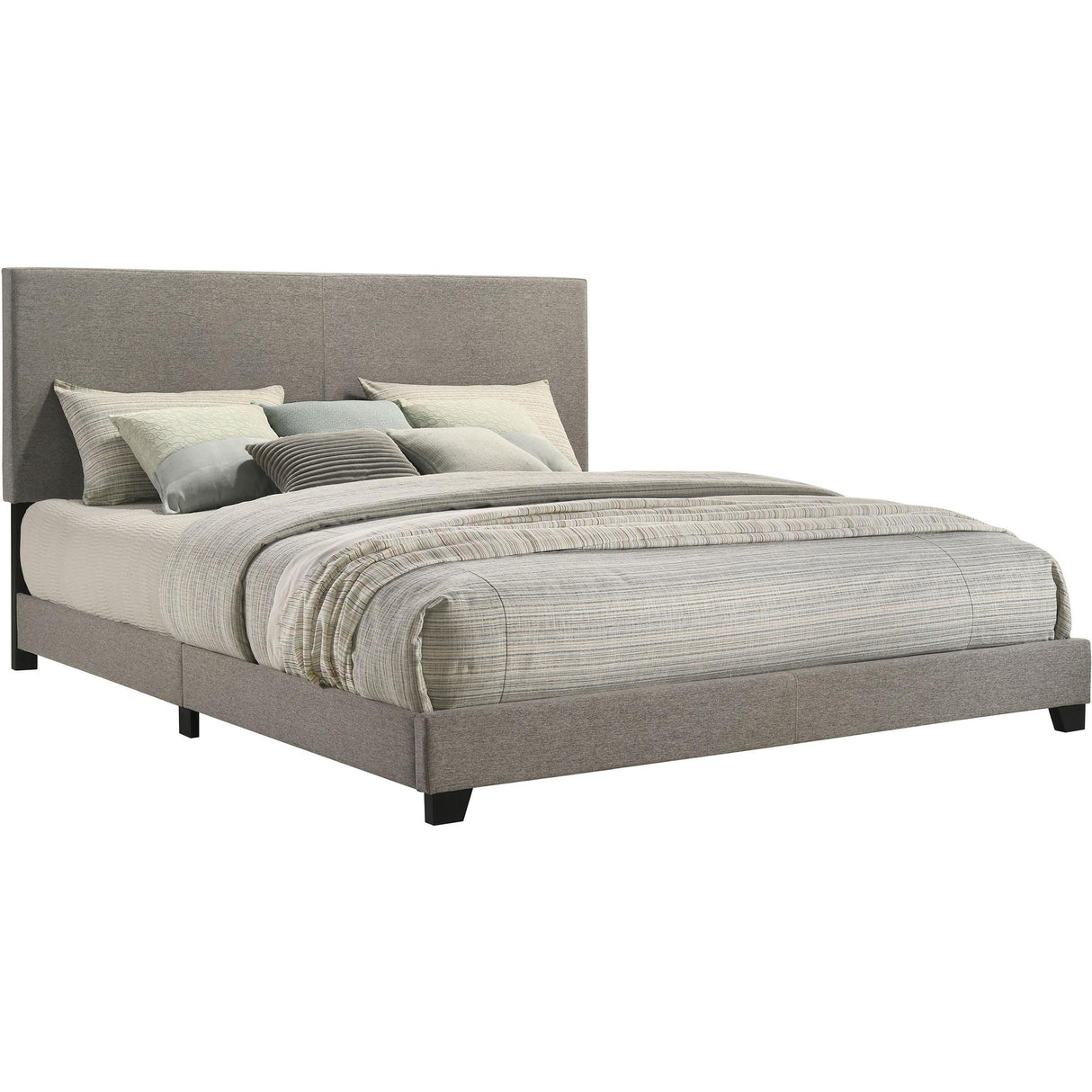 Coaster Furniture Dorian 300851KE Fabric Upholstered Eastern King Panel Bed - Taupe IMAGE 1