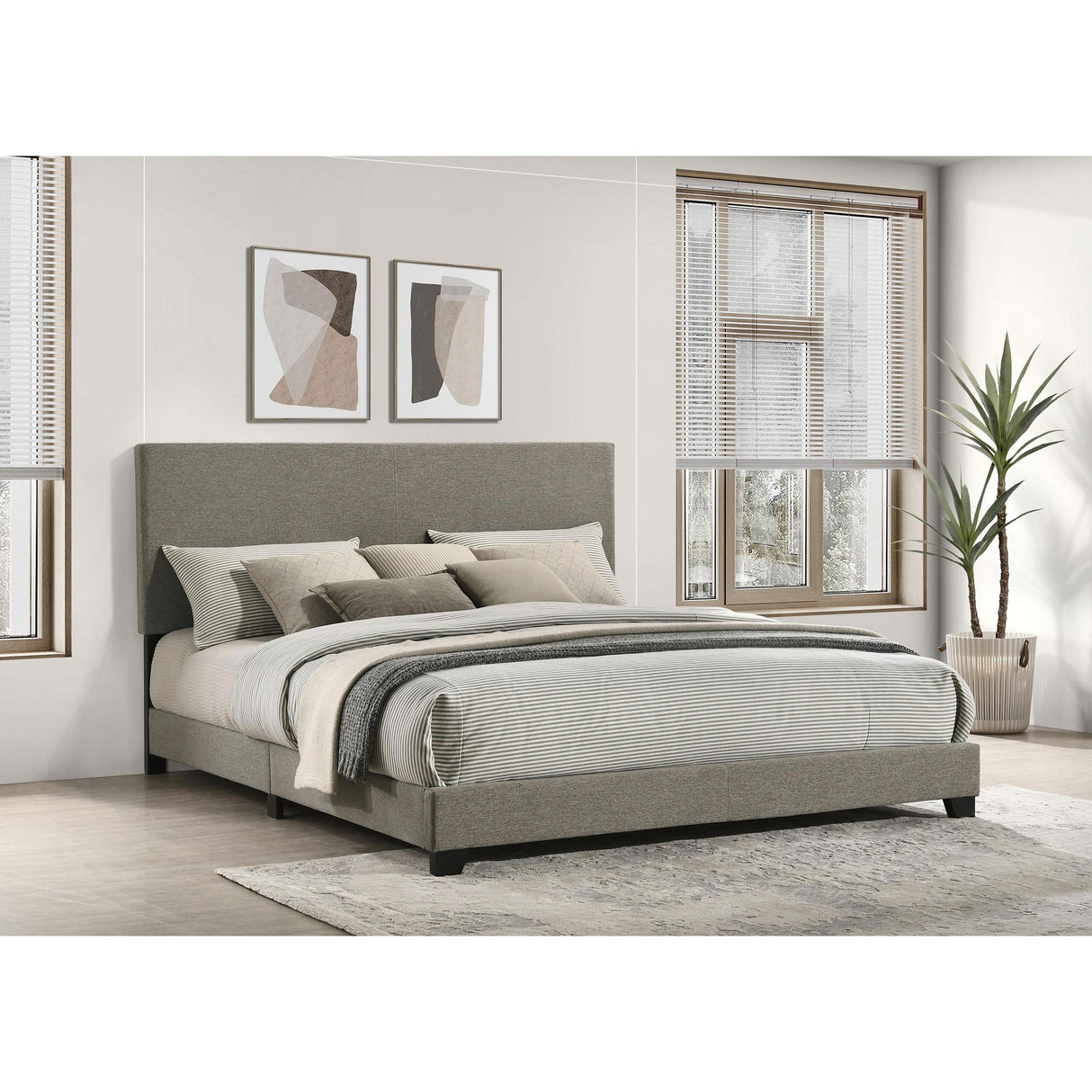 Coaster Furniture Dorian 300851KW Fabric Upholstered California King Panel Bed - Taupe IMAGE 2
