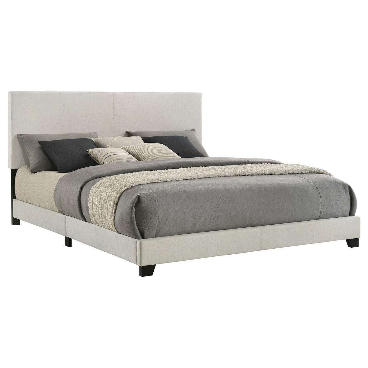 Coaster Furniture Dorian 300852KE Fabric Upholstered Eastern King Panel Bed - Cream IMAGE 3