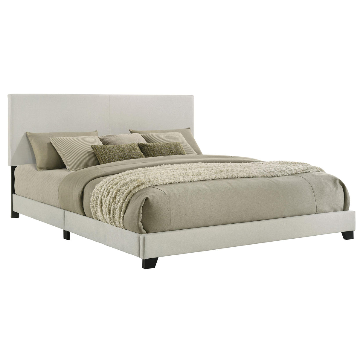 Coaster Furniture Dorian 300852KW Fabric Upholstered California King Panel Bed - Cream IMAGE 3