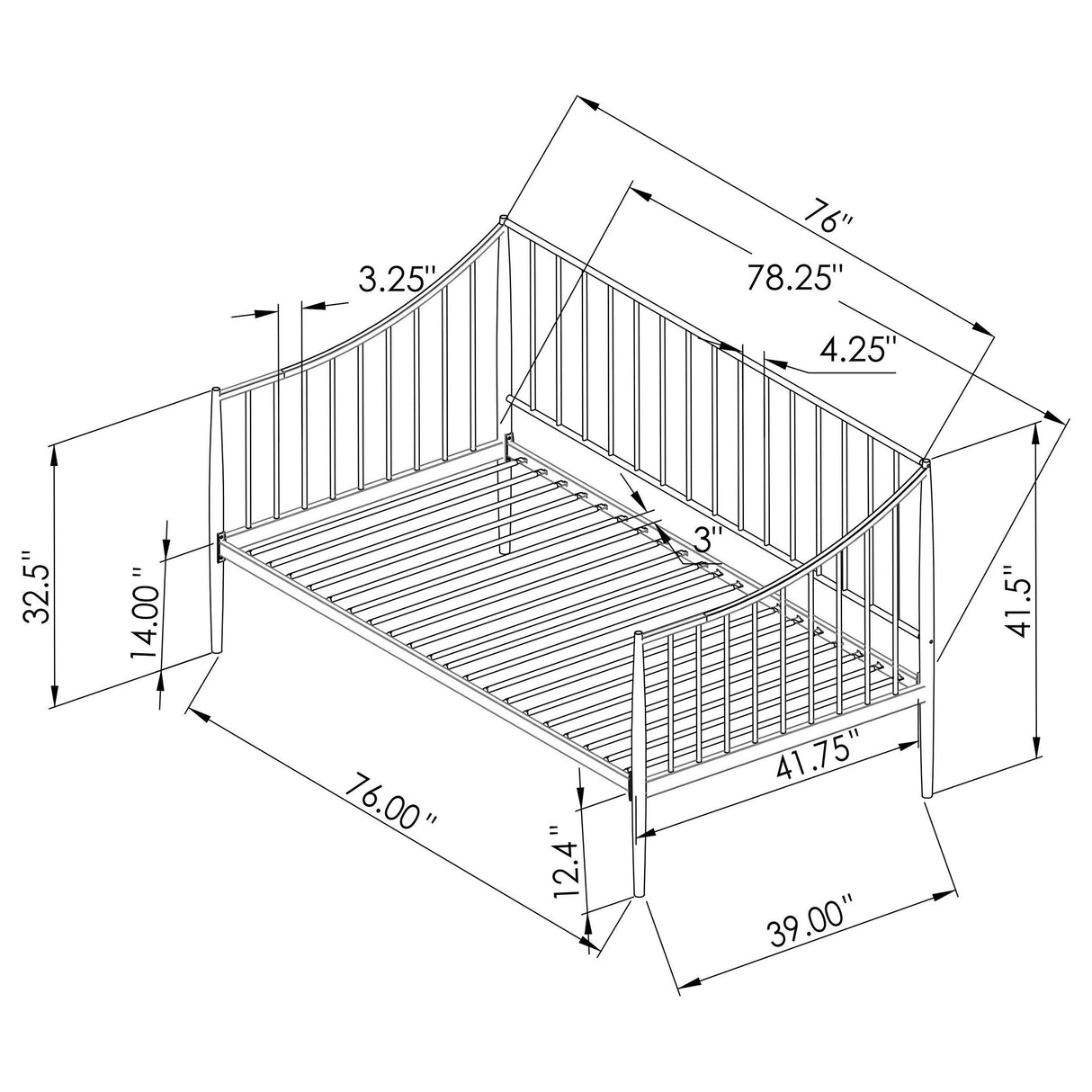Coaster Furniture Newbury 301056 Metal Twin Daybed Bed Frame - Matte Black IMAGE 9