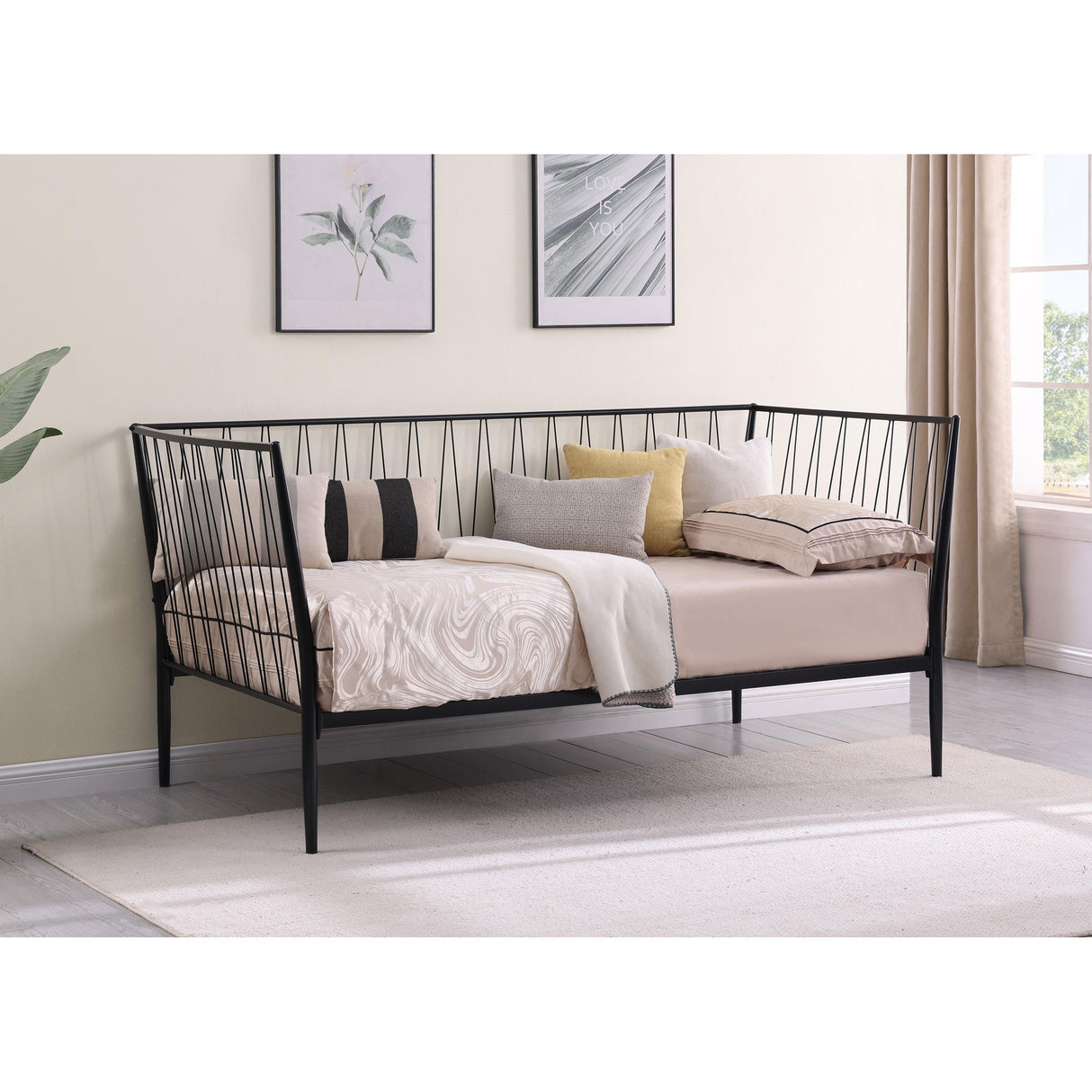 Coaster Furniture Richland 301057 Metal Twin Daybed Bed Frame - Matte Black IMAGE 5