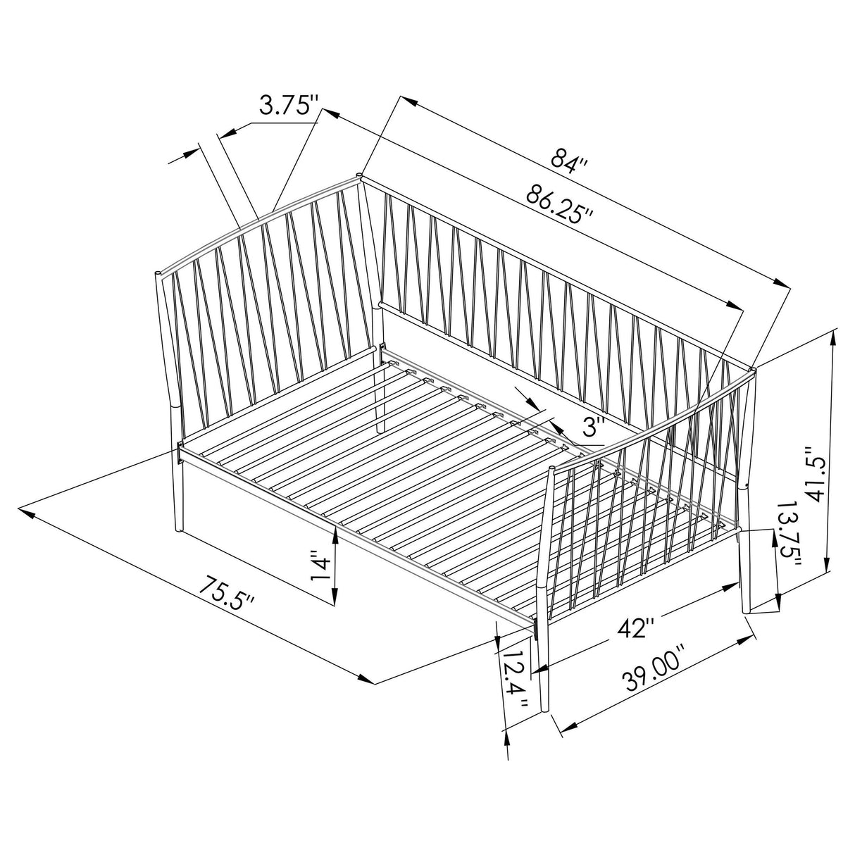 Coaster Furniture Richland 301057 Metal Twin Daybed Bed Frame - Matte Black IMAGE 8