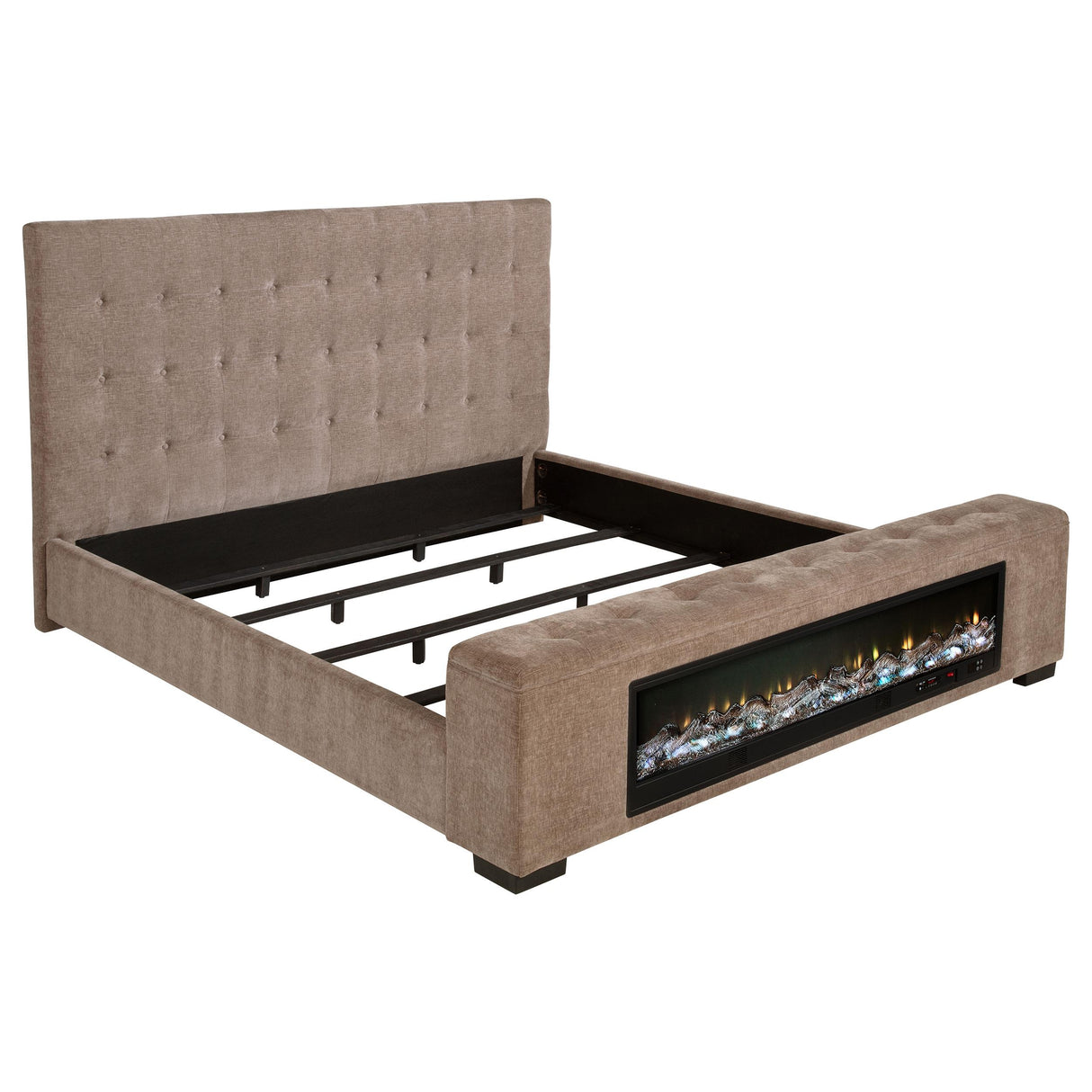 Coaster Furniture Senna 305811KW Upholstered California King Audio Flame Visualizer Bed - Brown IMAGE 3