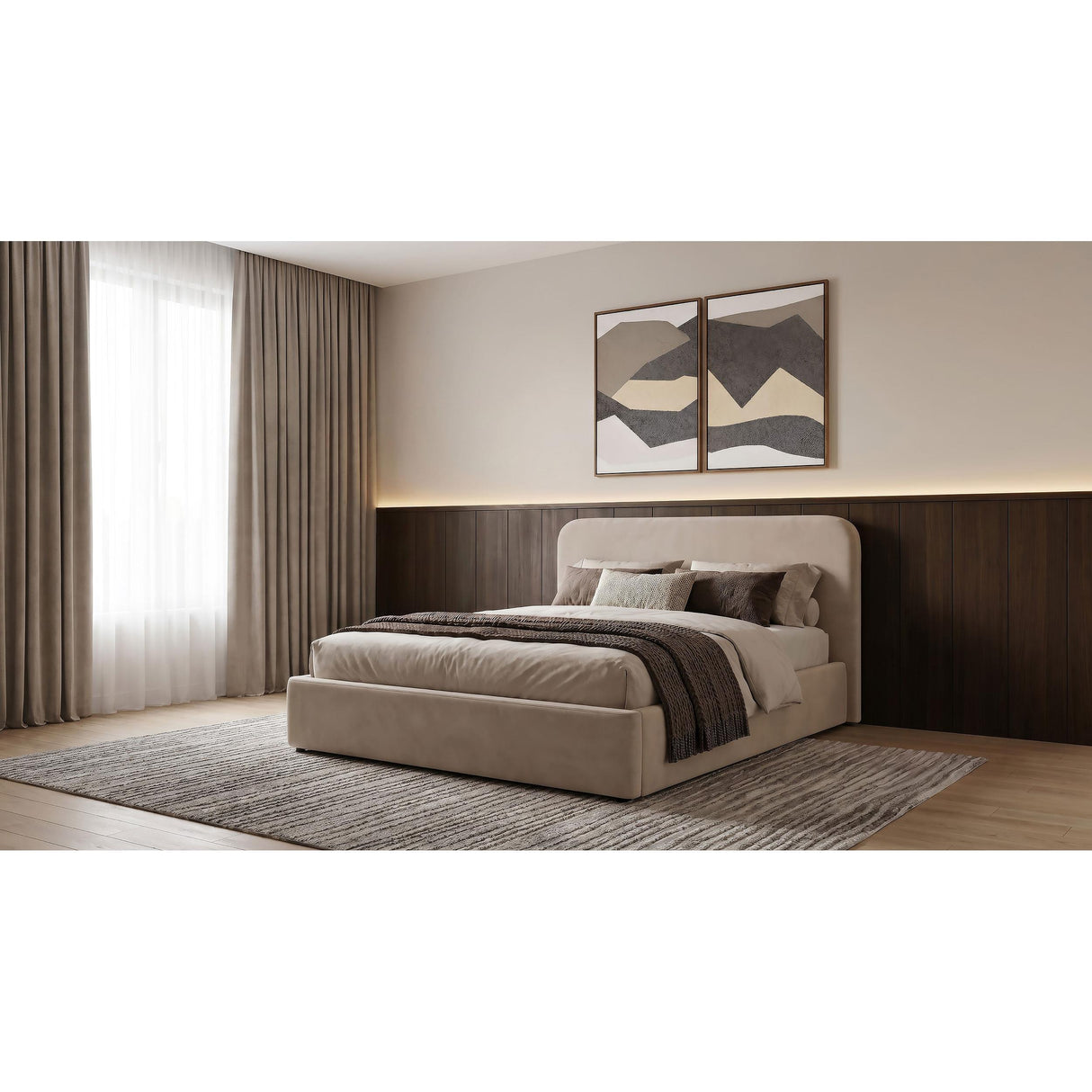 Coaster Furniture Anders 306037BEIF Upholstered Full Storage Lift Platform Bed - Beige IMAGE 6