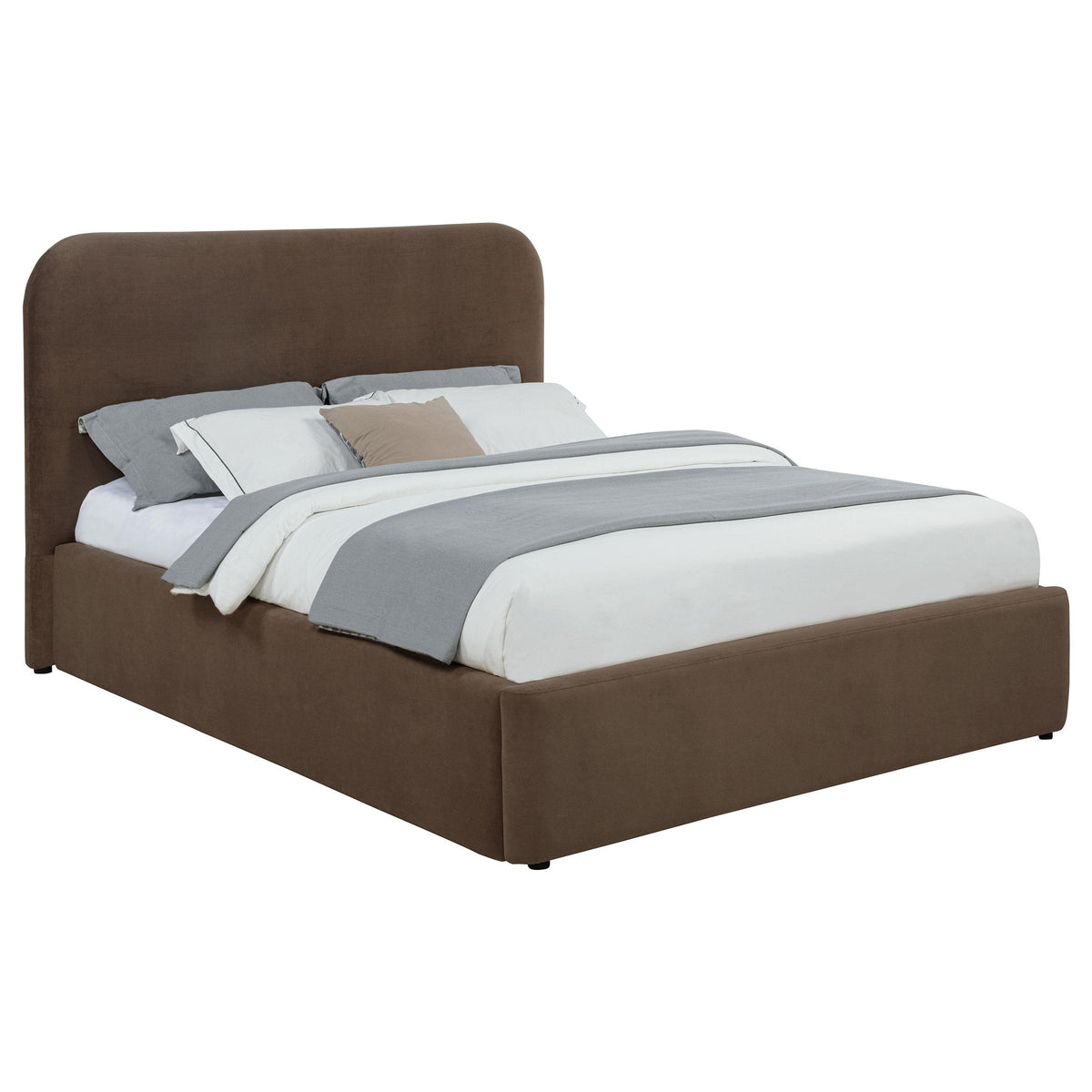 Coaster Furniture Anders 306037CHQ Upholstered Queen Storage Lift Platform Bed - Chocolate IMAGE 1