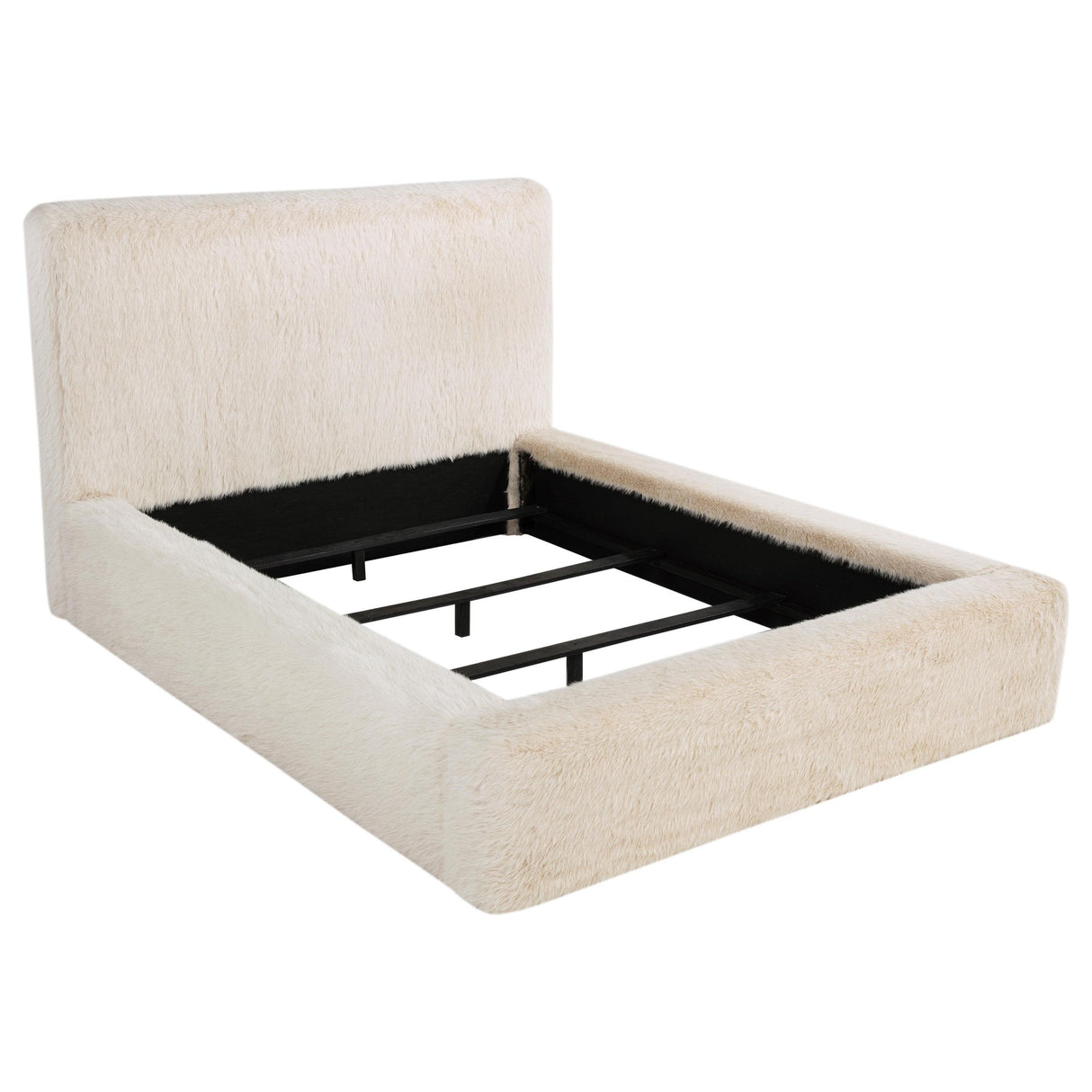 Coaster Furniture Rebecca 306141Q Faux Fur Upholstered Queen Bed - Cream IMAGE 1